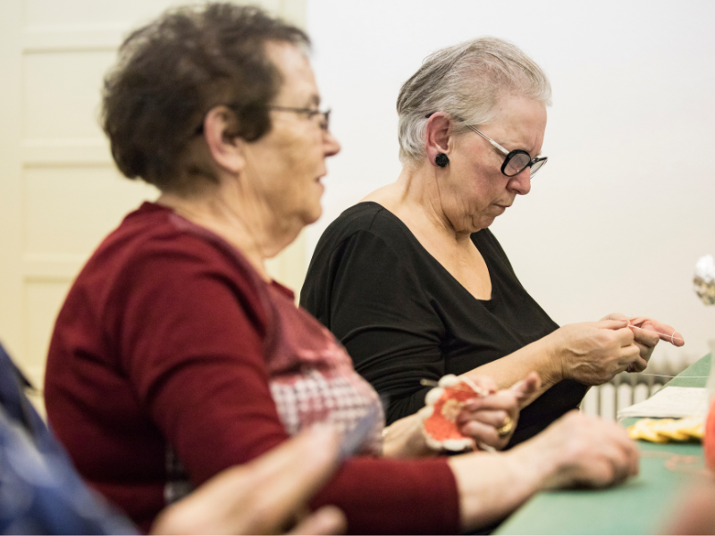 Seniors doing crafts