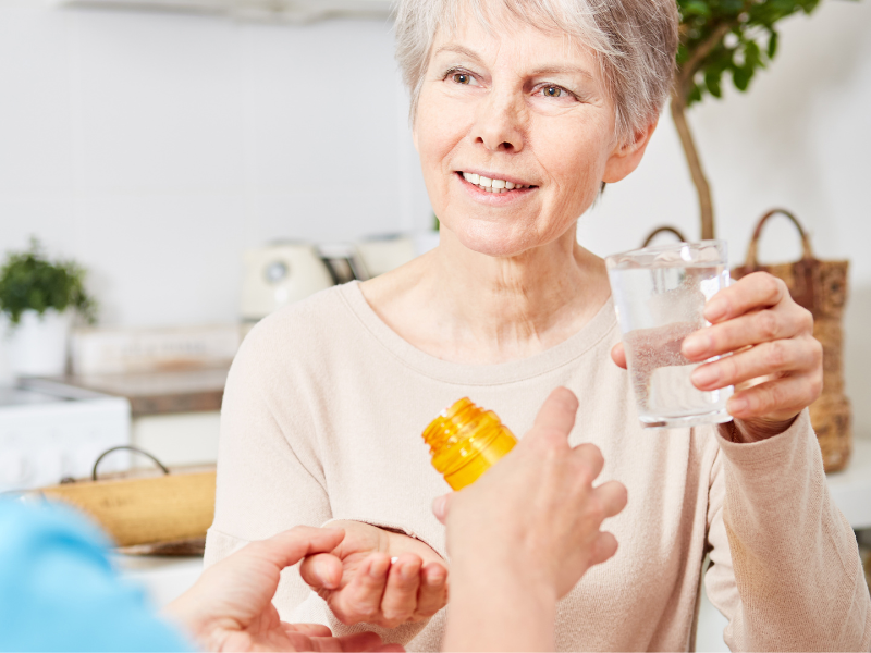 Senior taking meds
