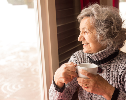 Summer’s Landing (70) Senior drinking coffee