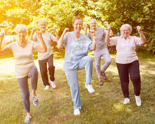 Seniors exercising