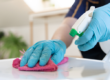 cleaning a countertop