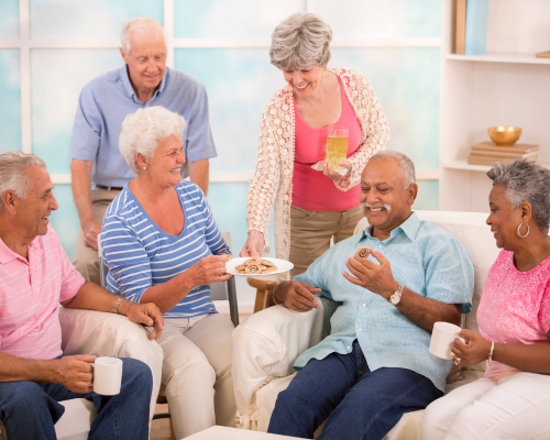 Seniors having a snack together