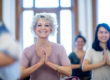 Senior citizen doing a yoga class