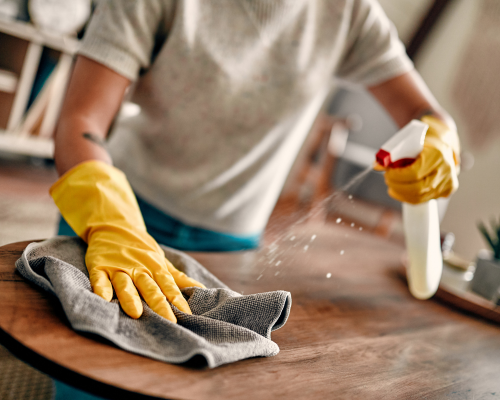 Summer’s Landing (10) cleaning off a countertop