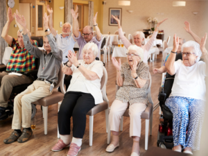 group of Senior citizens doing an fun activity